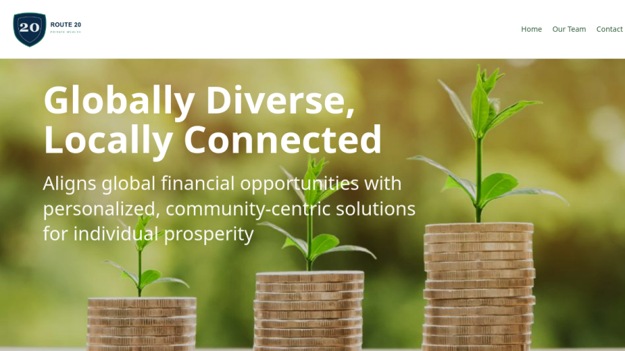Screenshot of the Route 20 Private Wealth INC. website