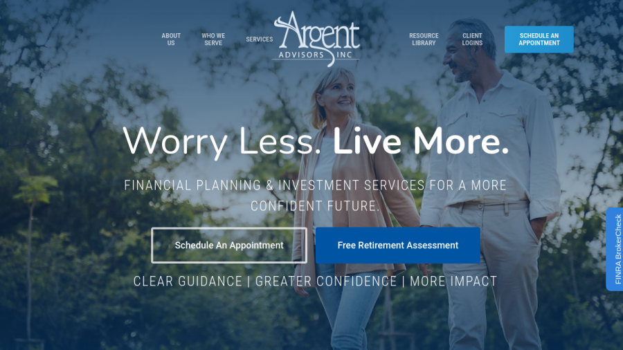 Screenshot of the Argent Advisors, INC. website
