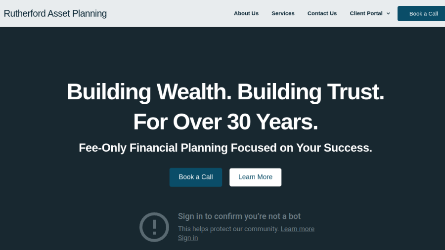 Screenshot of the Rutherford Asset Planning, INC. website