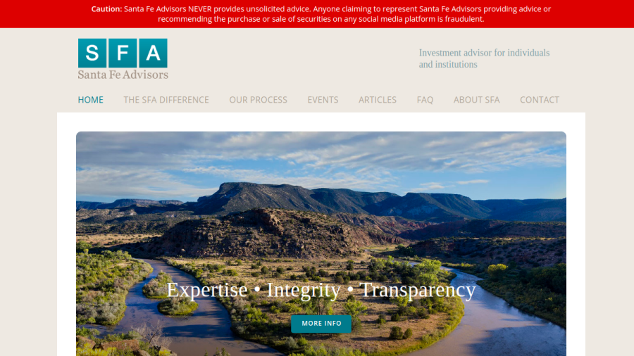 Screenshot of the Santa Fe Advisors LLC website
