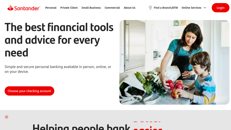 Screenshot of the Santander Securities website