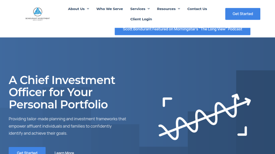 Screenshot of the Bondurant Investment Advisory, LLC website