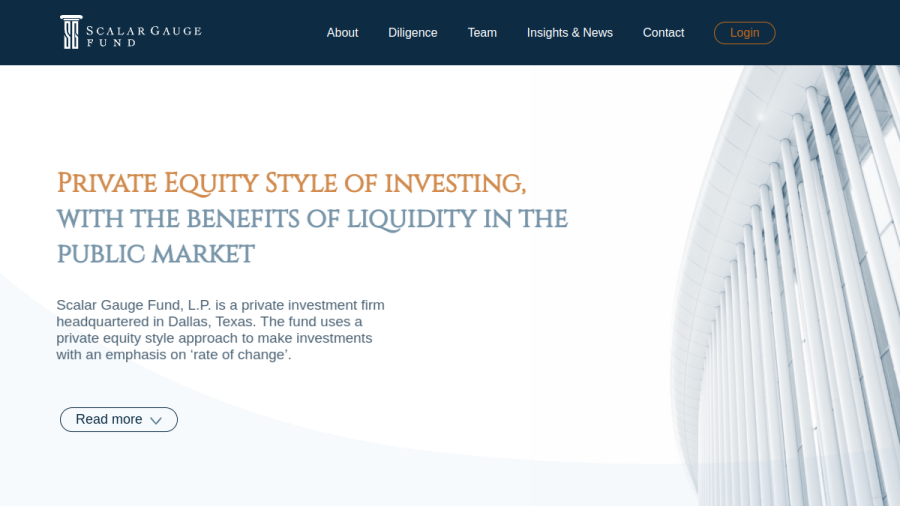 Screenshot of the Scalar Gauge Management, LLC website