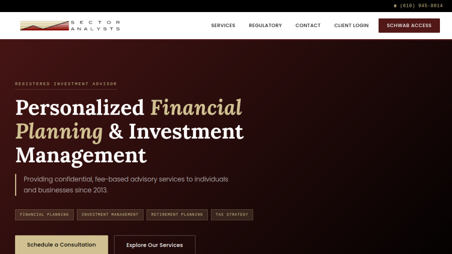 Screenshot of the Sector Analysts LLC website