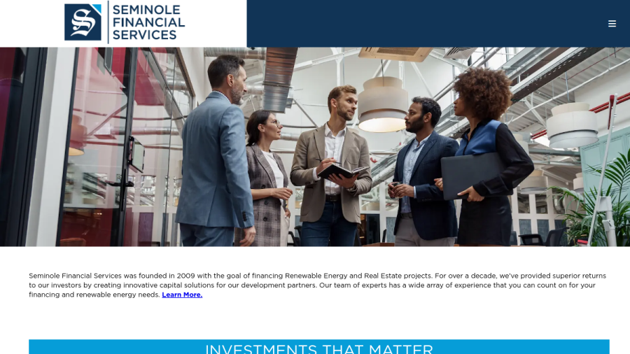 Screenshot of the Seminole Advisory Services, LLC website