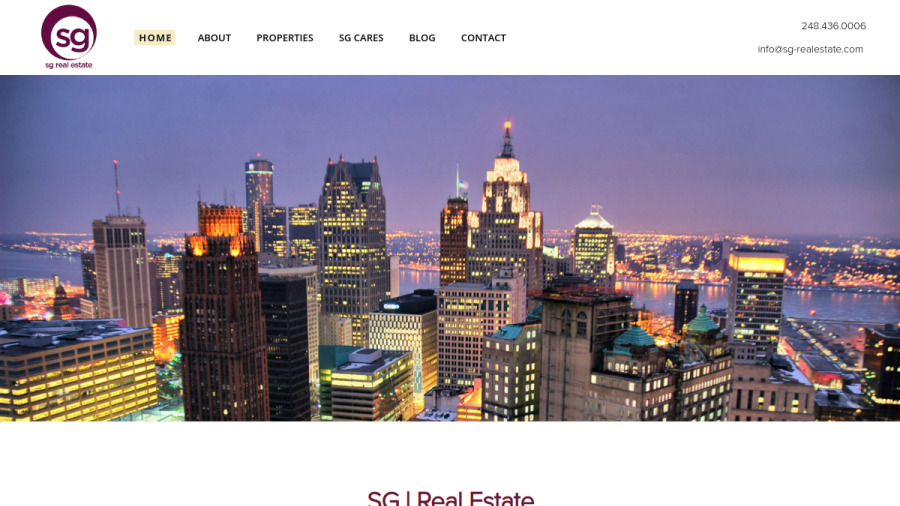 Screenshot of the Sg Real Estate I website