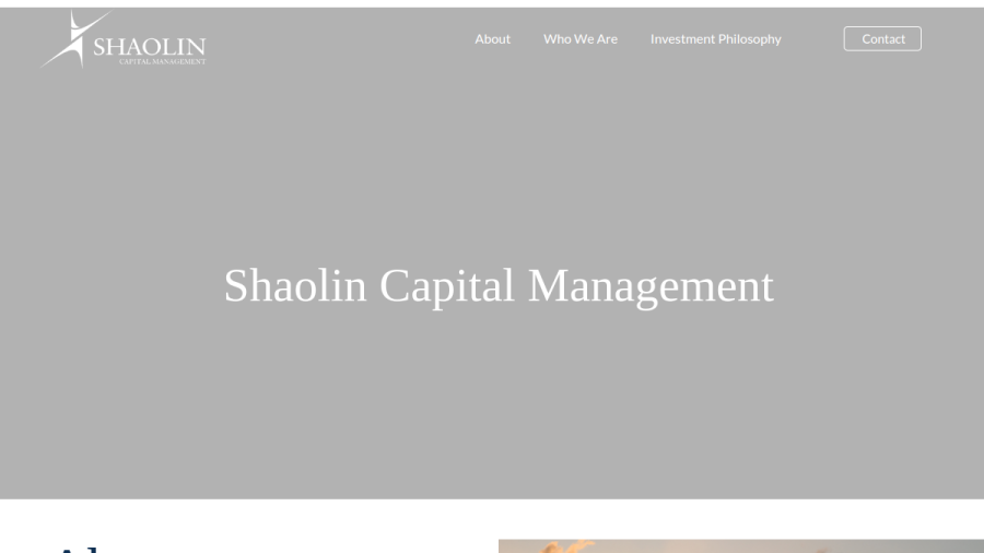 Screenshot of the Shaolin Capital Management LLC website