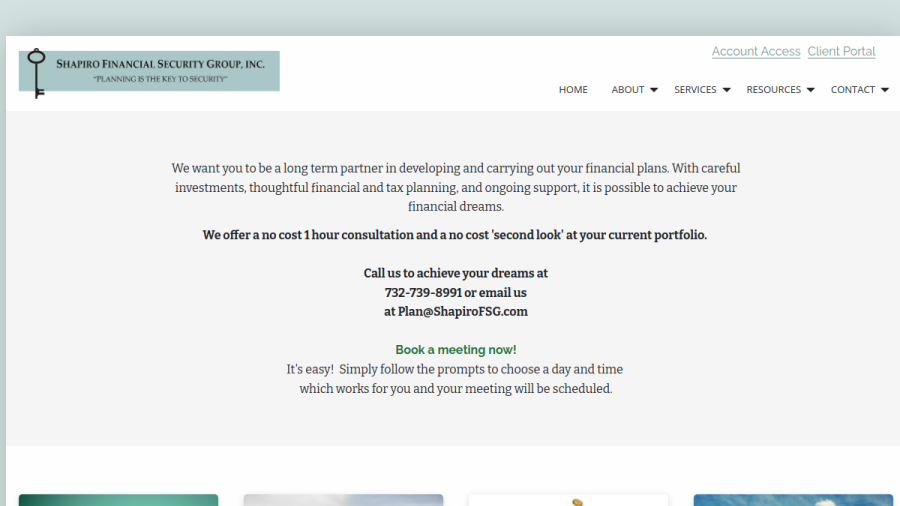Screenshot of the Shapiro Financial Security Group, INC. website