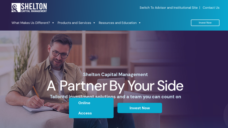 Screenshot of the Shelton Capital Management website