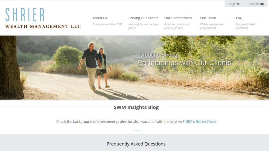 Screenshot of the Shrier Wealth Management, LLC website