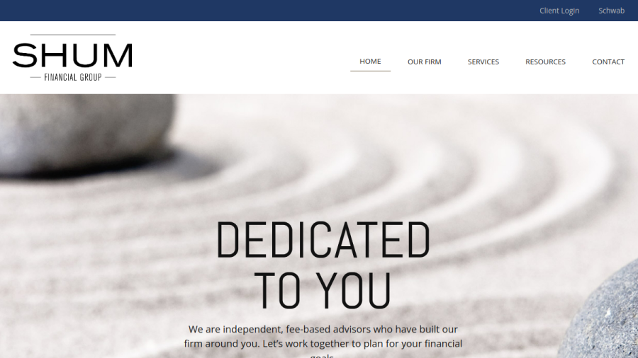 Screenshot of the Shum Financial Group, INC. website