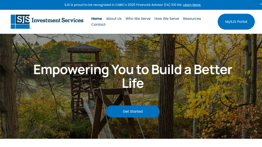 Screenshot of the Sjs Investment Services website