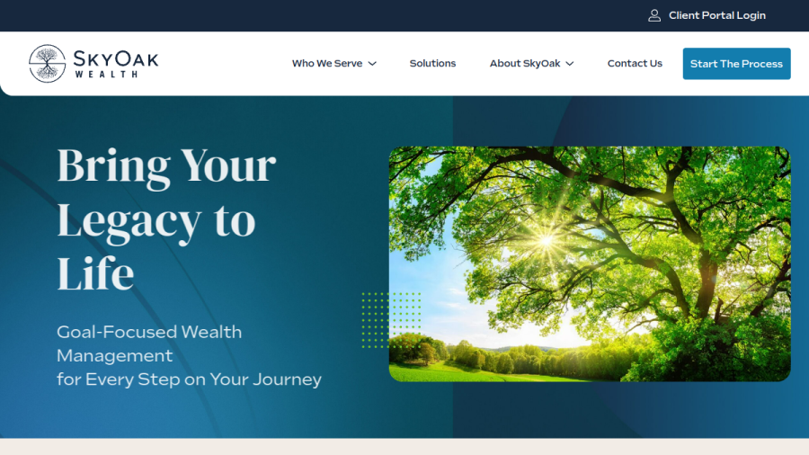 Screenshot of the Skyoak Wealth website