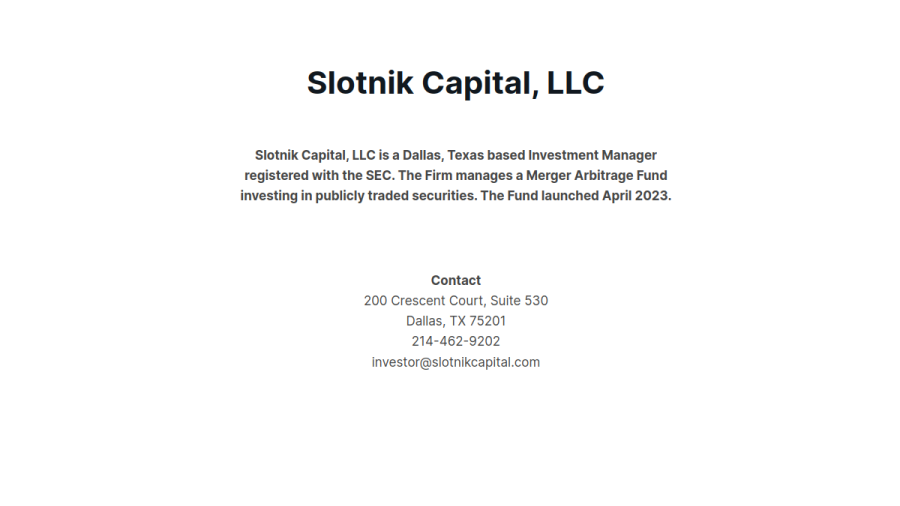 Screenshot of the Slotnik Capital, LLC website