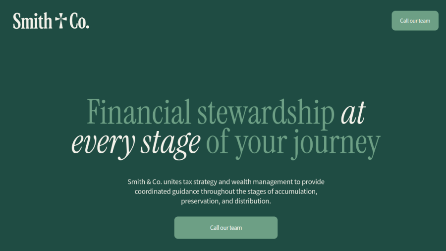 Screenshot of the Smith & Co Advisory LLC website