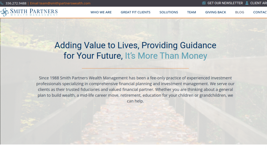 Screenshot of the Smith Partners Wealth Management, LLC website