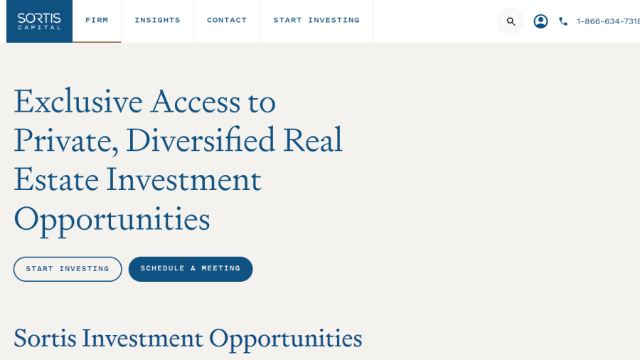 Screenshot of the Sortis Fund Manager, LLC website