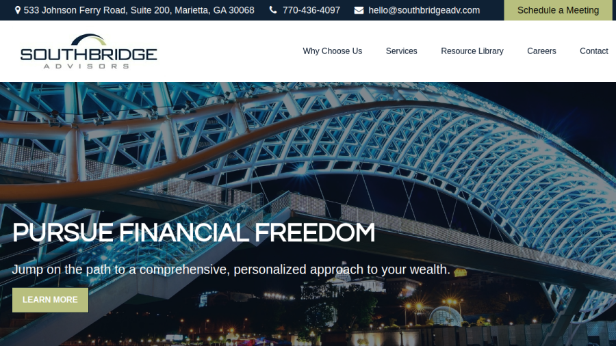 Screenshot of the Southbridge Advisors, LLC website