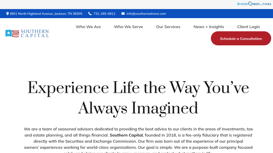 Screenshot of the Southern Capital Advisors, LLC website