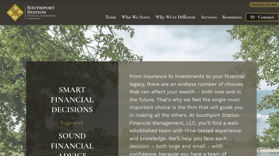 Screenshot of the Southport Station Financial Management, LLC website