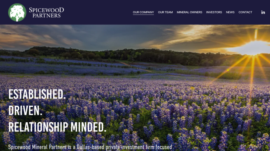 Screenshot of the Spicewood Mineral Management, LLC website