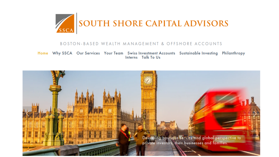 Screenshot of the South Shore Capital Advisors, LLC website