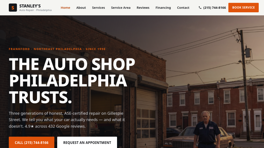 Stanley's Auto Repair website built by One Tap Media