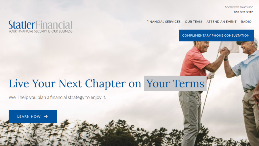 Screenshot of the Second Half Financial Partners, LLC website