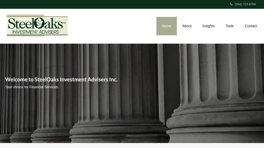 Screenshot of the Steeloaks Investment Advisers, INC. website
