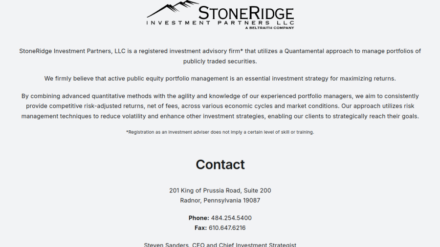 Screenshot of the Stoneridge Investment Partners website