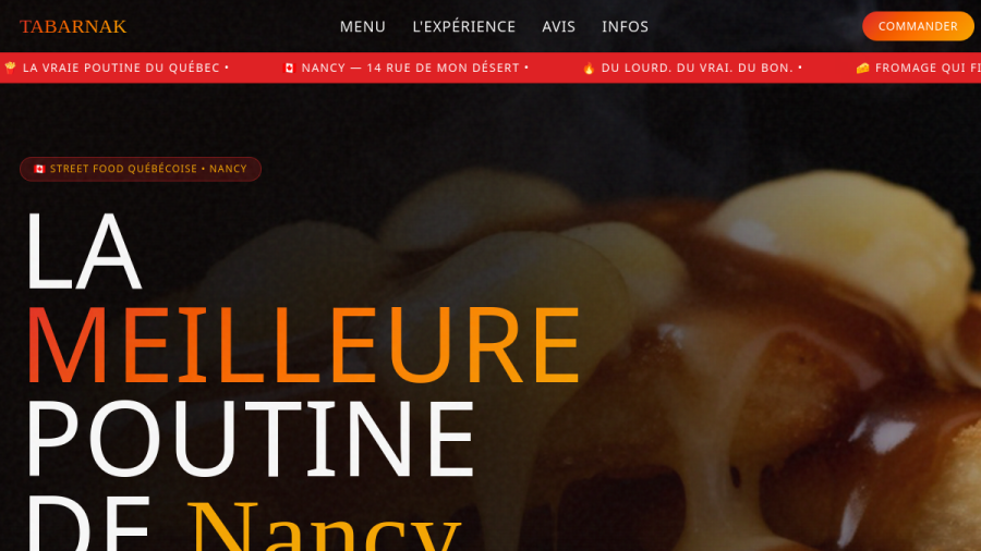 Site web créé pour Tabarnak Food