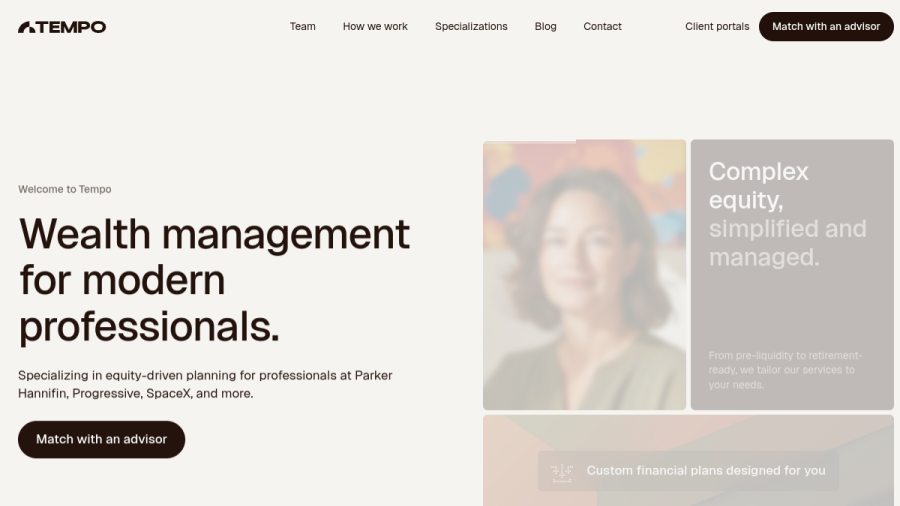 Screenshot of the Tempo Wealth website