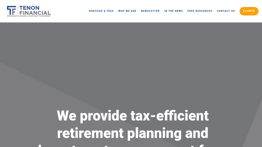 Screenshot of the Tenon Financial website