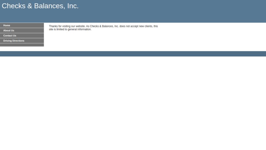 Screenshot of the Checks & Balances, INC. website