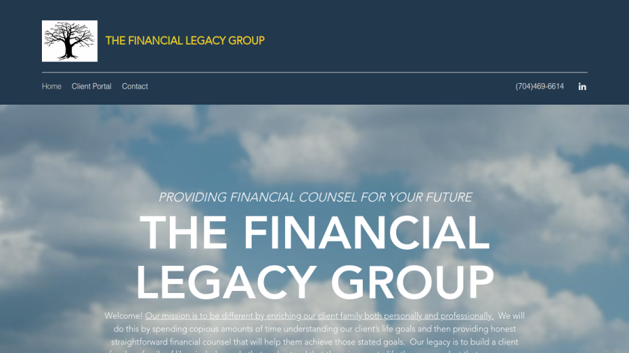 Screenshot of the The Financial Legacy Group website