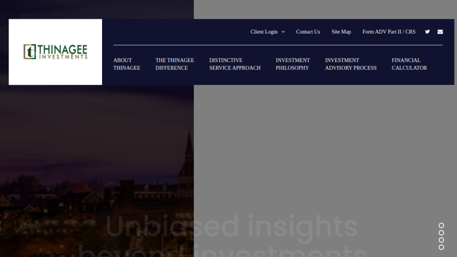 Screenshot of the Thinagee Investments INC. website