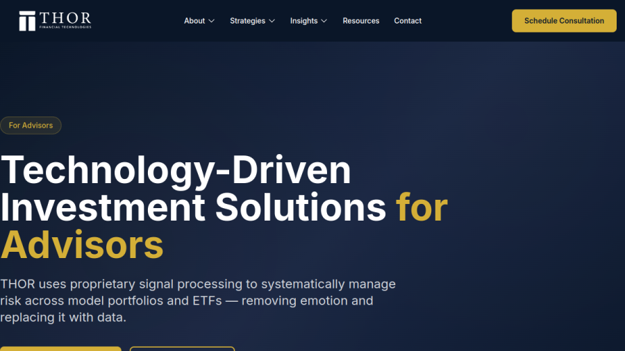 Screenshot of the Thor Financial Technologies website