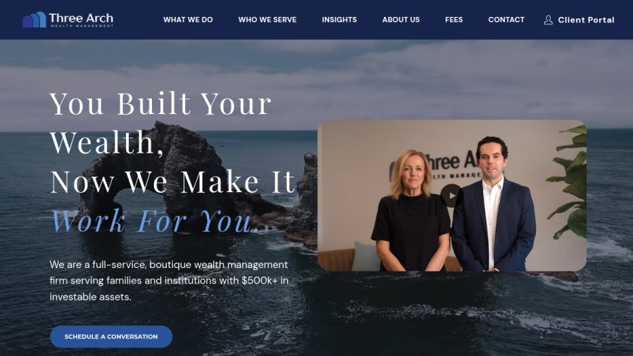 Screenshot of the Three Arch Wealth Management LLC website