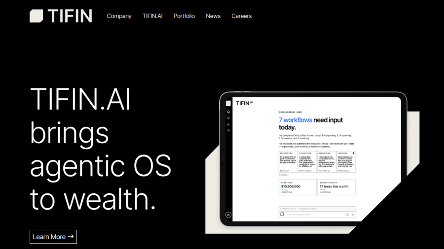 Screenshot of the Tifin Give website