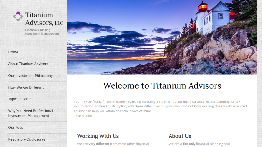 Screenshot of the Titanium Advisors, LLC website