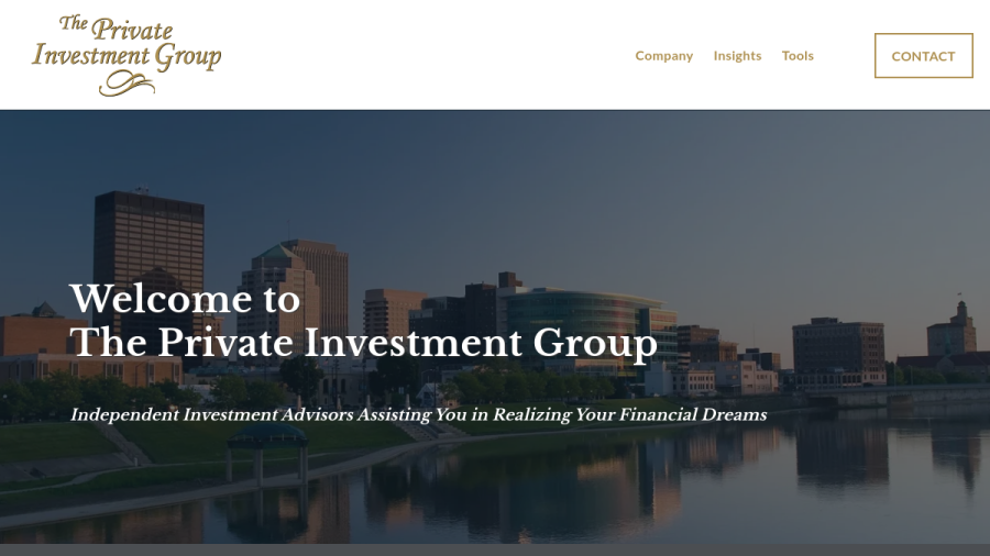 Screenshot of the The Private Investment Group, INC. website