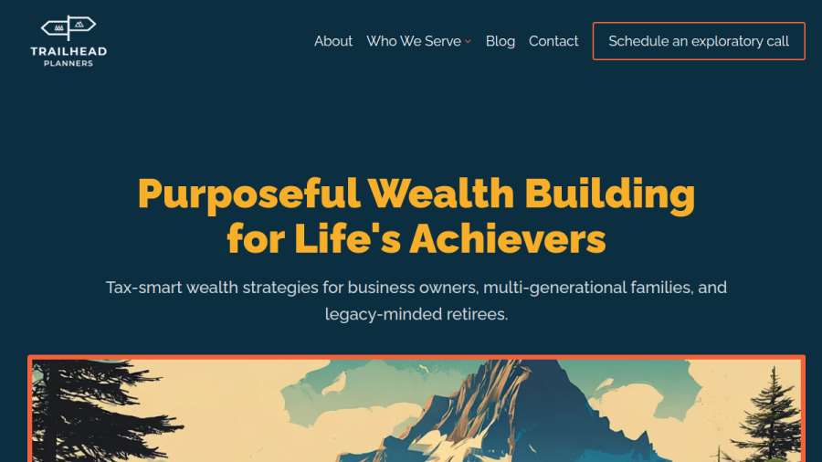 Screenshot of the Trailhead Planners, LLC website