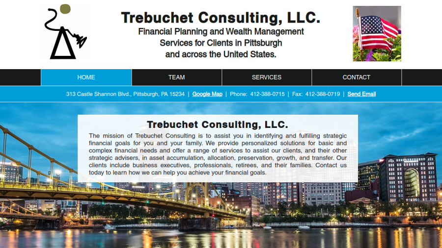 Screenshot of the Trebuchet Consulting, LLC website