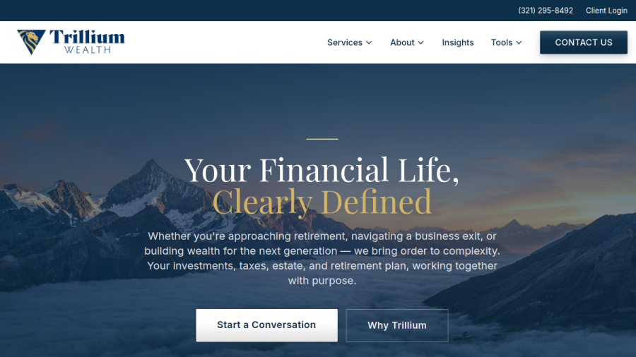 Screenshot of the Trillium Wealth LLC website