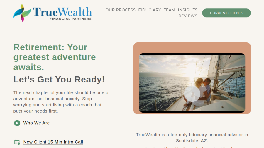 Screenshot of the Truewealth Financial Partners website
