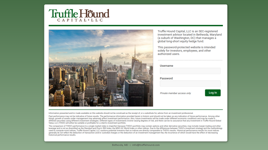 Screenshot of the Truffle Hound Capital, LLC website