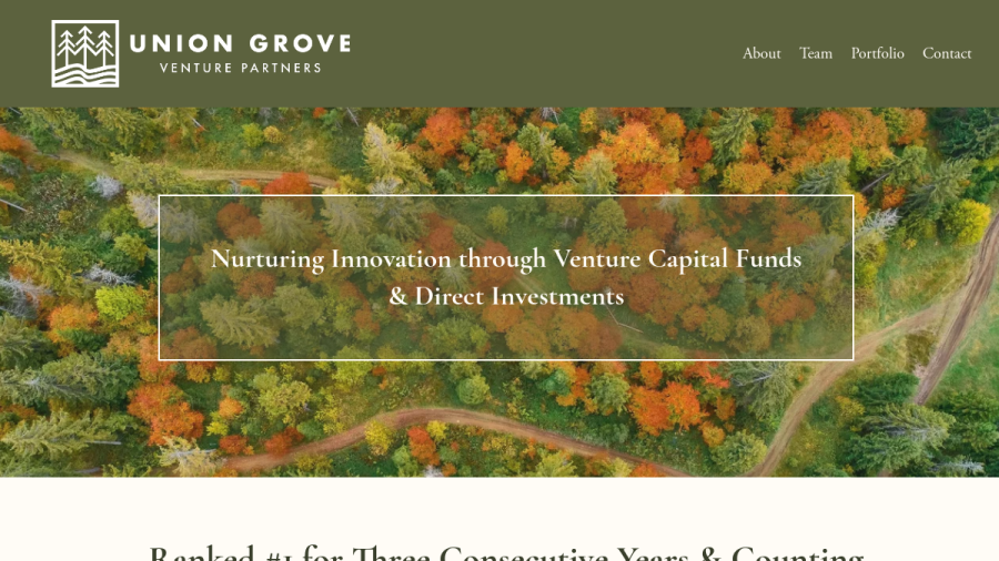 Screenshot of the Union Grove Venture Partners website