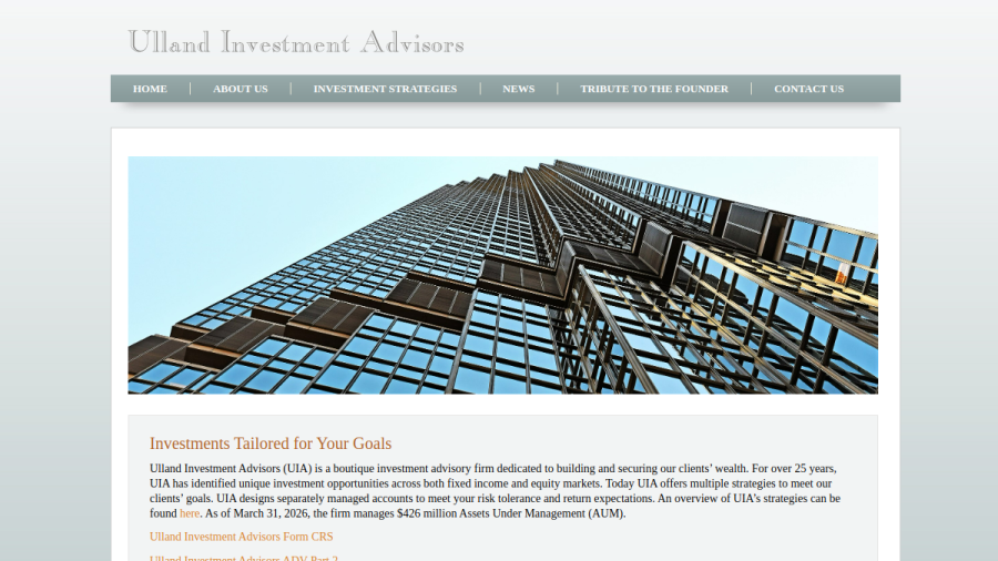 Screenshot of the Ulland Investment Advisors, LLC website