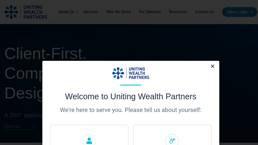Screenshot of the Uniting Wealth Partners website