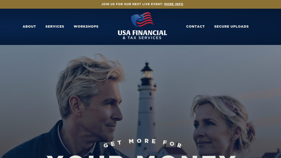 Screenshot of the U.S.A. Financial & Tax Services, LLC website